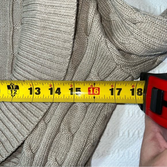 Lauren Ralph Lauren Cream Cable Knit Shawl Collar Buckle Sweater XS Old Money - Picture 10 of 11
